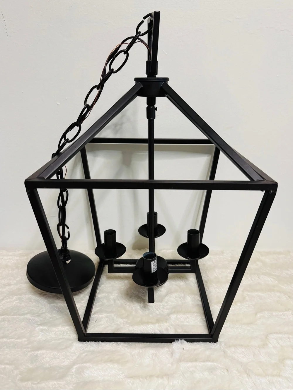 Modern Black Cage Pendant Chandelier - 4-Light